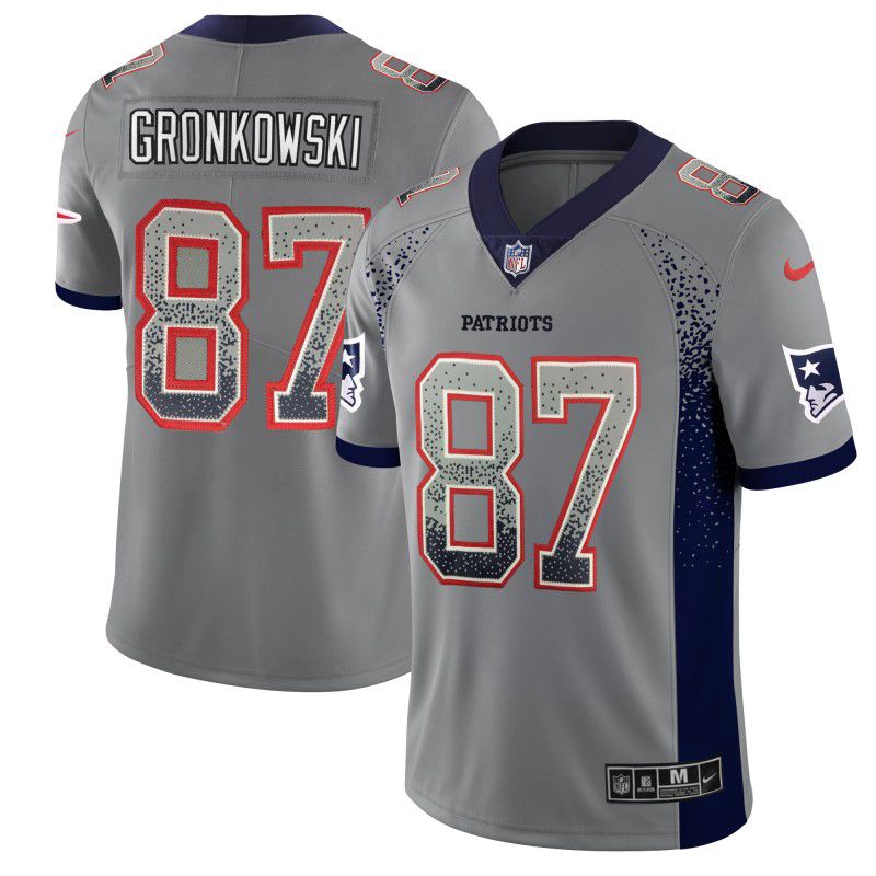 Men New England Patriots #87 Gronkowski Grey Nike Drift Fashion Color Rush Limited NFL Jerseys